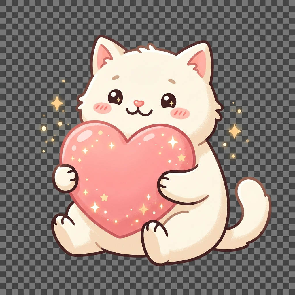 Cute cat with heart